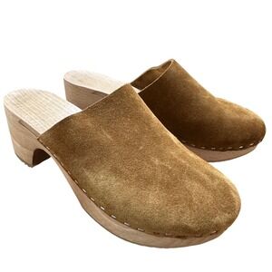 Zuzii Suede Wooden Clogs Handmade Los Angeles Scandi Minimalist Mules Size 37